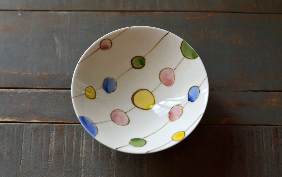 Japan Hasami Ware Zoe Light Bowl Color Dots