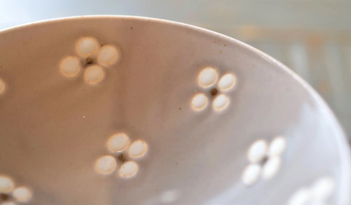 Japan Hasami Ware Zoe Light Bowl Gray Flowers