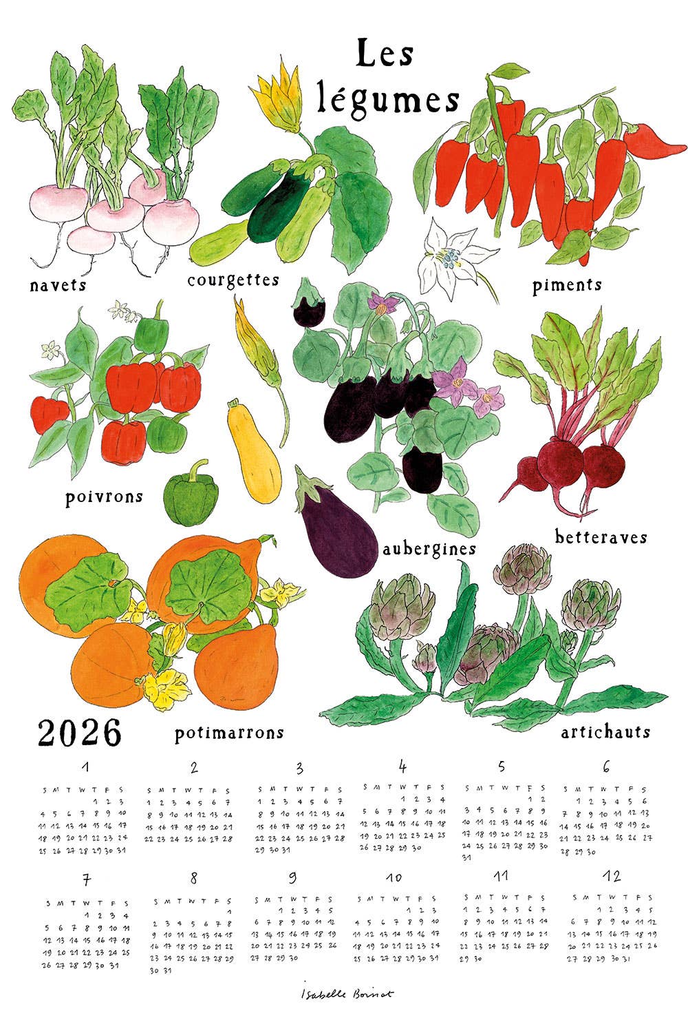 2026 Linen Calendar Fresh Colorful Vegetable