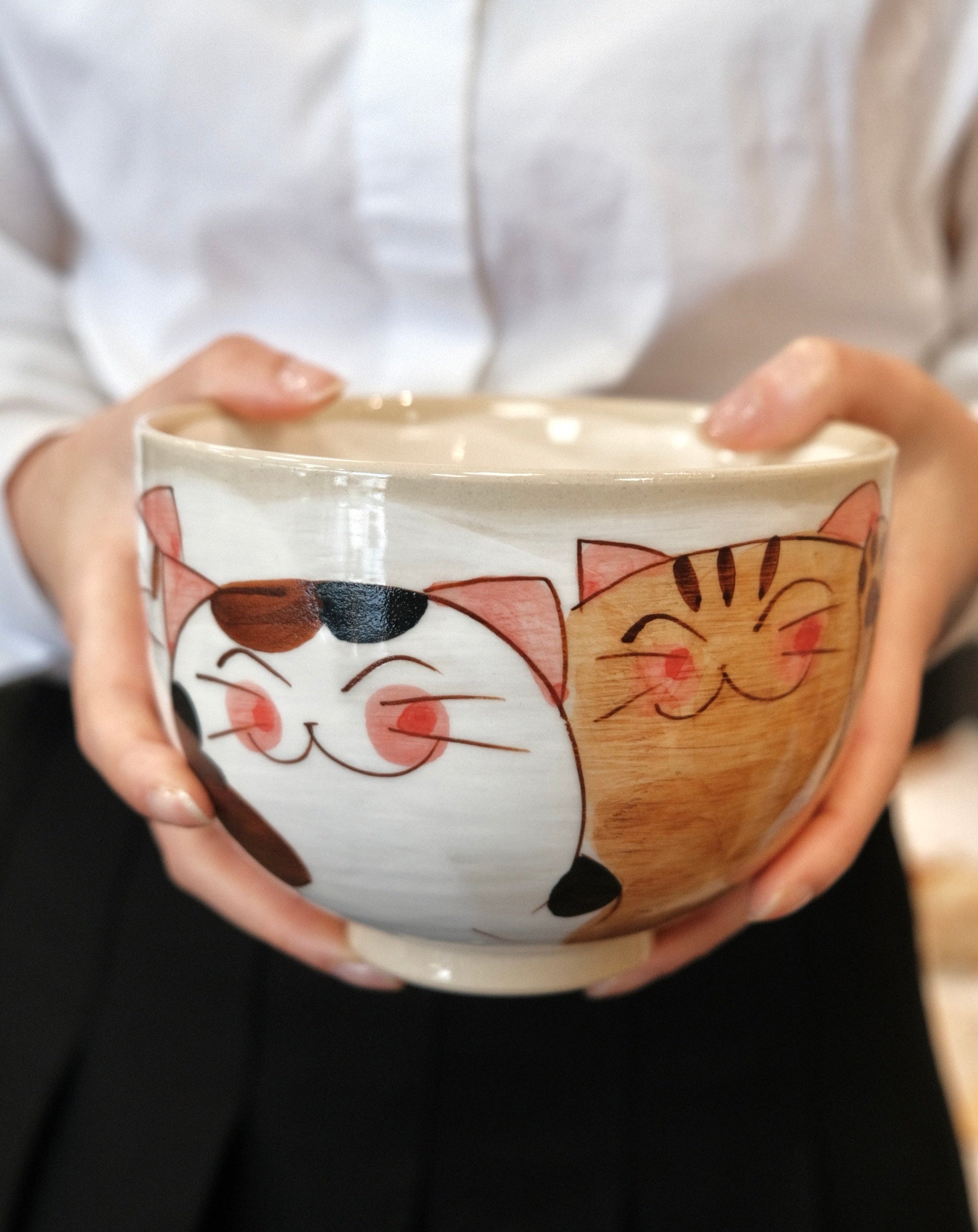Hasami Ware Handcraft Cat Donburi Bowl