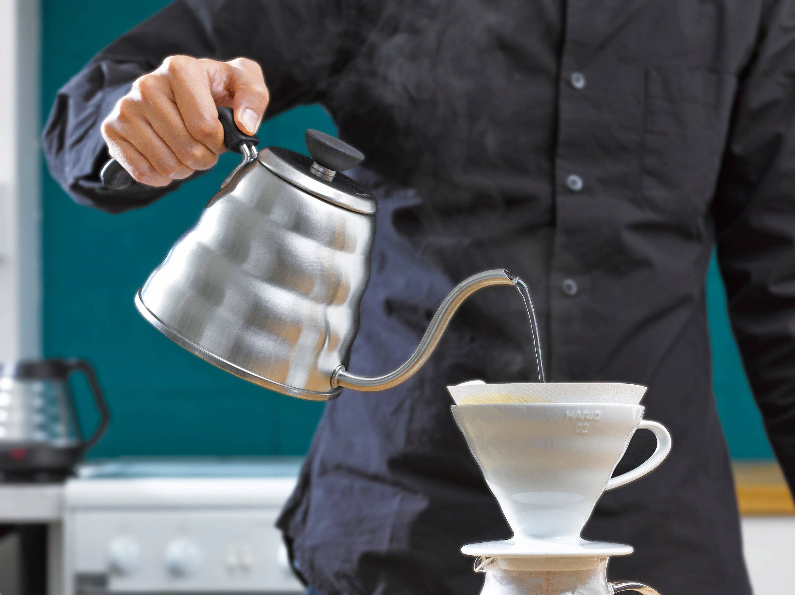 HARIO V60 "Buono" Gooseneck Drip Kettle, 1200ml, Silver