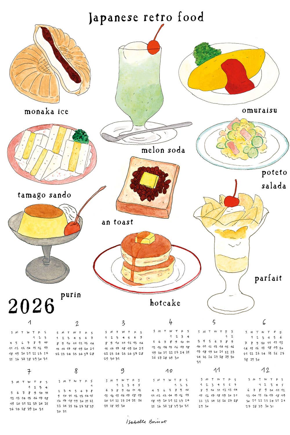 2026 Linen Calendar Japanese Retro Food