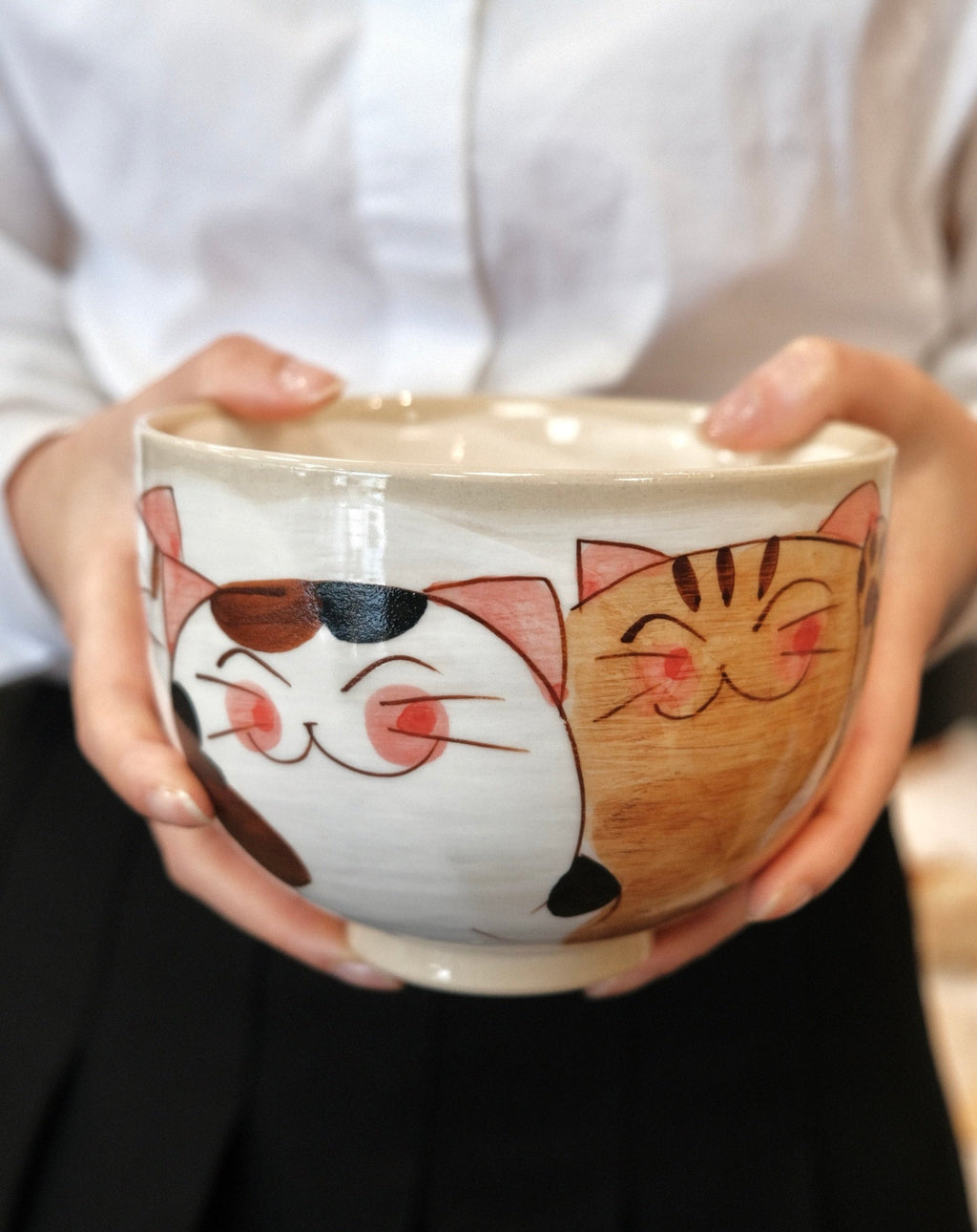Hasami Ware Handcraft Cat Donburi Bowl